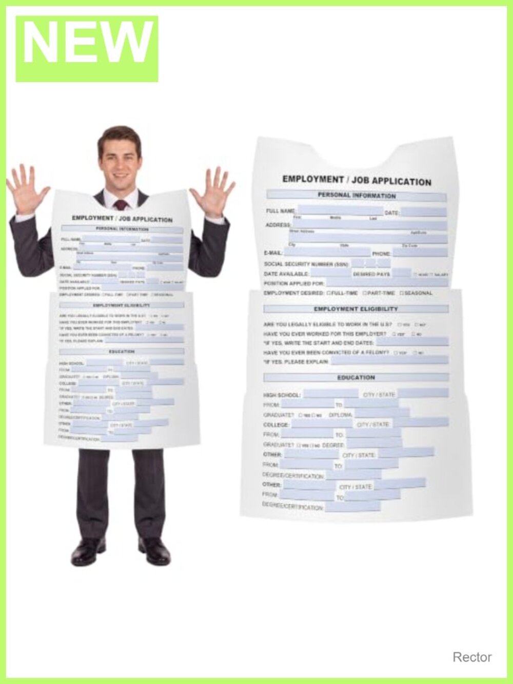 Adult Felt Job Application Halloween Costume
